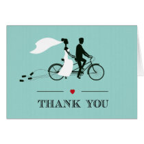Tandem Bicycle Aqua Wedding Thank You cards