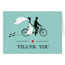 Tandem Bicycle Aqua Wedding Thank You Greeting Card
