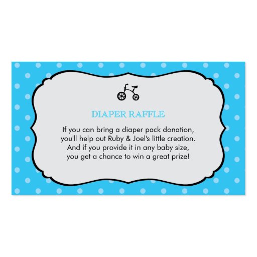 Tandem Bicycle Baby Shower Registry Card Business Card Templates (back side)