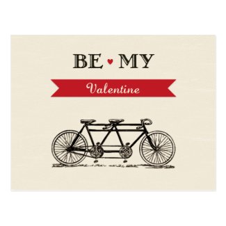Tandem Bicycle - Be My Valentine Card Postcards