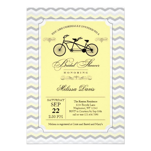 Tandem Bicycle Bridal Shower Invitation