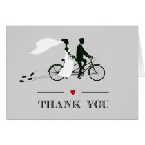 Tandem Bicycle Grey Wedding Thank You cards