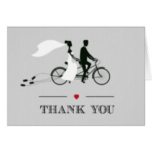 Tandem Bicycle Grey Wedding Thank You Card