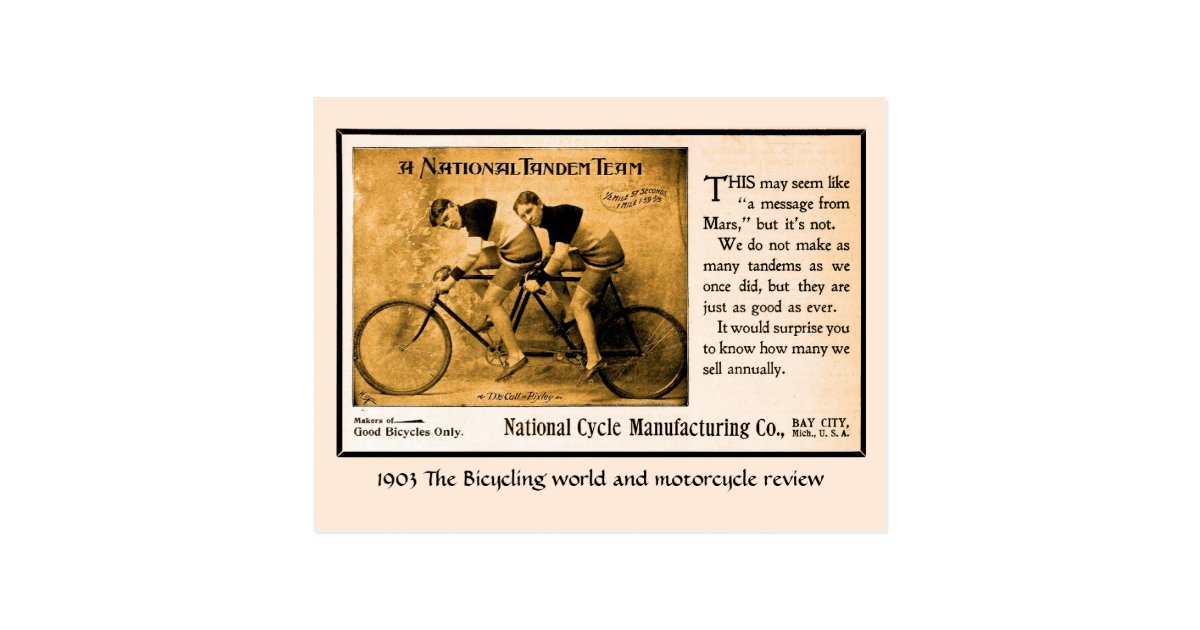 Tandem bicycle history US. national team vintage Postcard Zazzle
