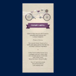 Tandem Bicycle Plum Wedding Menu Faux Linen rack cards