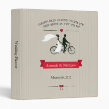 Tandem Bicycle Taupe Wedding Planner Binder