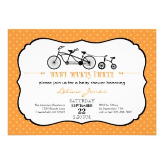 Tandem Bicycle Unisex Baby Shower Invitation