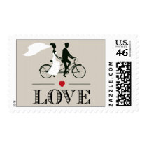 Tandem Bicycle Wedding Love Stamps