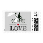 Tandem Bicycle Wedding Love Stamps