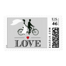 Tandem Bicycle Wedding Love Stamps