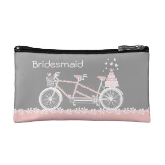 Tandem Bicycle Wedding Personalized Cosmetic Bag