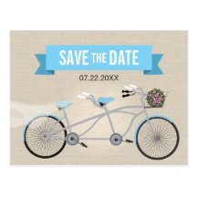 Tandem Bicycle Wedding Save the Date Postcards