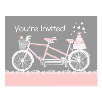 Tandem Bicycle Wedding Shower Invitation Postcard