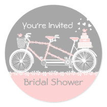 Tandem Bicycle Wedding Shower Sticker