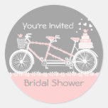 Tandem Bicycle Wedding Shower Sticker