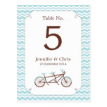 Tandem Bike (Blue Chevron) Table Number postcards
