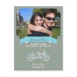 Tandem Bike (Blue / Gray) Save the Date Photo postcards