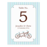 Tandem Bike (Blue Stripes) Table Number postcards
