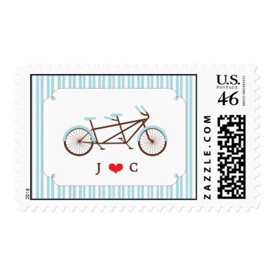 Tandem Bike (Blue Stripes) Wedding Postage