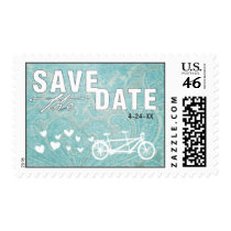 Tandem Bike Damask Save the Date Stamp