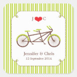 Tandem Bike (Green Stripes) Favor Sticker