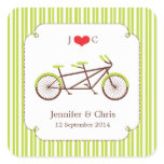 Tandem Bike (Green Stripes) Favor Sticker
