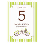 Tandem Bike (Green Stripes) Table Number postcards