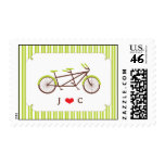 Tandem Bike (Green Stripes) Wedding Postage