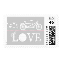 Tandem Bike Love Stamp Gray and Pink