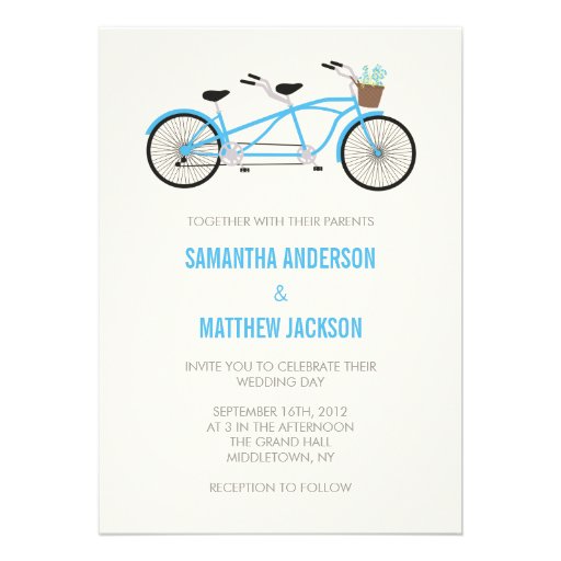 Tandem Bike Wedding Invitation - Blue