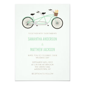 Tandem Bike Wedding Invitation - Mint Green 5