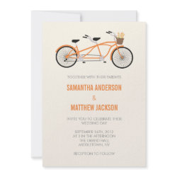 Tandem Bike Wedding Invitation - Orange zazzle_invitation