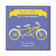 Tandem Bike (Yellow / Blue) Save the Date magnet