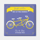 Tandem Bike (Yellow / Blue) Save the Date Fridge Magnet