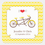 Tandem Bike (Yellow Chevron) Favor Sticker