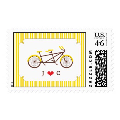 Tandem Bike (Yellow Stripes) Wedding Postage