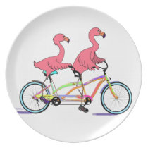 Tandem Flamingos Party Plate