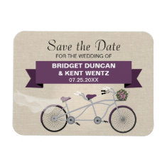 Tandem Plum Bicycle Save the Date Magnet