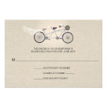 Tandem Plum Bicycle Wedding Faux Linen RSVP Invitation