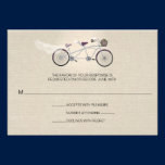 Tandem Plum Bicycle Wedding Faux Linen RSVP invitations