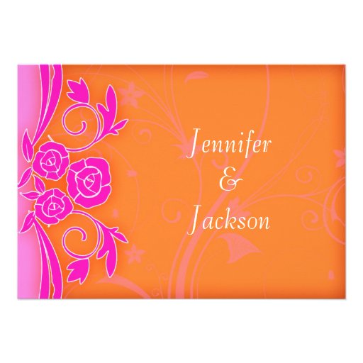 Tangerine and Flaming Rose Modern Wedding Invites