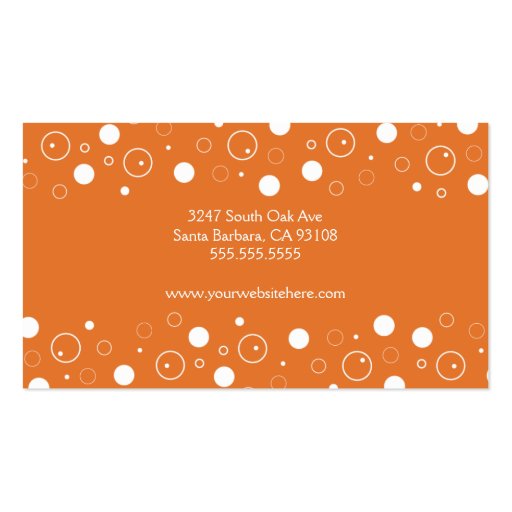 Tangerine and White Bubbles Business Card (back side)