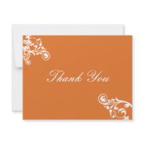 Tangerine and White Flourish Thank You Note invitations by hummingbirdcake Tangerine and White Flourish Thank You Note invitations