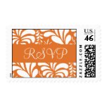 Tangerine and White RSVP Fern Flora Postage postage