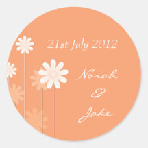 Tangerine Daisy Wedding Envelope Seal Sticker