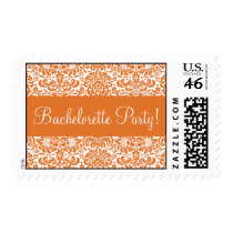 Tangerine Damask Bachelorette Party Postage