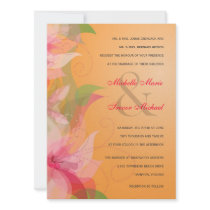 Tangerine Floral Fall Wedding Invitations