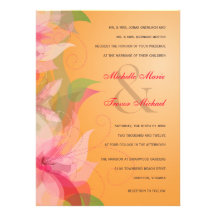 Tangerine Floral Fall Wedding Invitations