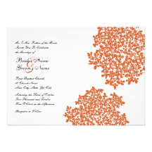 Tangerine Floral Wedding Invitations