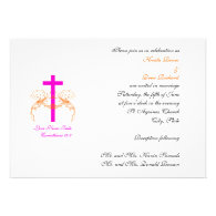Tangerine, Hot Pink Cross Christian Wedding Invite